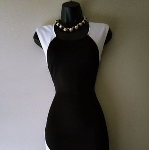 White and Black Semi Casual Womens Dress Size M